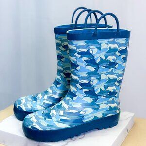 Rainbow Daze Kids Rain Boots Blue Shark Theme Size 13 /1